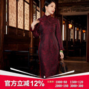 玺玥2025年冬季新款中国风真丝提花夹棉长款旗袍连衣裙喜婆婆礼服新年 图片色 2XL （体重125~135）