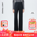 朗姿深灰色直筒裤腿羊毛西装裤女压褶通勤风西服裤2025年冬季新款 深灰色 L
