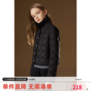 ELLE KIDS复古翻领秋冬女儿童棉服外套菱格绗棉休闲保暖轻薄棉衣厚上装