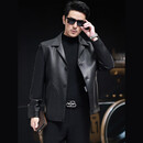 UOSO高端男士真皮皮衣男2025年秋季新款纯色翻领纽扣绵羊皮夹克男短款 到手价3899 M 170