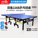 双鱼（DOUBLE FISH） 乒乓球桌室内可折叠移动式乒乓球台家用训练比赛标准乒乓球案子 226B-蓝面22MM