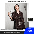 UR【钟楚曦同款】2025秋季新款女装潮流褶皱超长风衣UWJ150068 酒红色 S