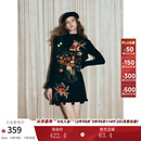 两三事梵高文艺西西里午后2025冬新款金鱼图案毛球摆背心裙连衣裙 黑色-y M