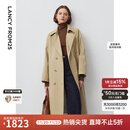 朗姿Basic衣橱经典双排扣风衣外套法式高智气质大衣 深米色 XS