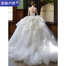 OEMG婚纱新娘主纱抹胸轻婚纱礼服2025新款小个子新娘孕妇主纱高级质感 拖尾 XL