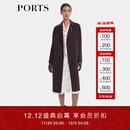 PORTS宝姿女装早秋简约通勤风中长款大衣LT9C067SWF133 深咖棕 M (6)