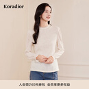 珂莱蒂尔淑女气质百搭羊毛混纺法式玫瑰蕾丝提花套头可打底针织衫 淡青黄 M