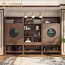 宁邱络阁（NICHLORT）新中式胡桃木书柜组合复古落地储物书架实木禅意博古架现代简约 【白蜡木】组合 3150*400*2000mm