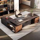 宁邱络阁（NICHLORT）老板桌总裁办公桌轻奢高级感大班台家具董事长办公室桌椅组合 3.0米双柜老板桌