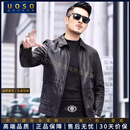 UOSO高端男士头层牛皮真皮皮衣春秋款翻领油蜡薄款休闲皮夹克外套男 到手价3899 XL