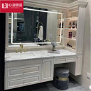 心海伽蓝（SHKL）法式浴室柜组合橡木欧式卫生间洗漱梳妆台一体洗脸盆奶油风洗手池 140cm橡木主柜+智能镜子
