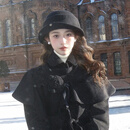 多想余礼帽帽子女秋冬赫本风女士冬季帽子渔夫帽洋气款冬帽新款千金风 小银标礼帽【黑色】