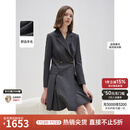 朗姿羊毛法式洋气气质高智修身显瘦西装裙2025冬新款OFFICE连衣裙 深灰色2 L