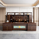 RSRDDY新中式老板桌乌金木实木办公桌董事长大班台总裁桌办公室家具定制 办公桌4米乌金木+书柜2.5米+电动椅/定制专拍