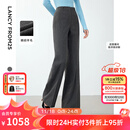 朗姿冬季新款羊毛设计感气质复古微喇西装裤法式显瘦长裤女 深灰色 XL