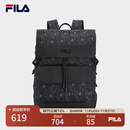 FILA 斐乐官方男士背包2025冬新款时尚休闲翻盖双肩包书包电脑包 满印一-ZA XS