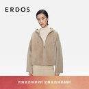 ERDOS【刘雯同款】25秋冬短款连帽拉贡皮毛一体两穿女皮衣外套 大地驼 M 165/84A