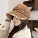 【加厚款】2025年秋冬新款宽檐显脸小外出可挂口罩加绒加厚百搭 卡其色【加厚款】 均码