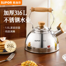 苏泊尔（SUPOR）悦目鸣笛食品级316L不锈钢复底烧水壶明火燃气灶电磁炉通用2.5L
