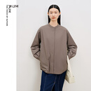 AUM【商场同款】AUM噢姆2024年秋季新款衬衫式可外穿内搭中式薄棉服 深灰 S