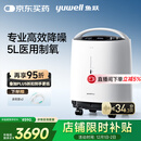 鱼跃制氧机5L升超轻音家用老人医用级吸氧气触屏带雾化8F-5W