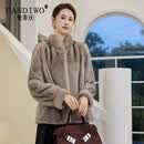 梵蒂沃（FANDIWO）品牌貂皮大衣女短款2025新款时尚年轻款进口整貂水貂皮草外套女 银兰色 L 适合120—134斤