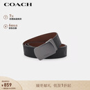 蔻驰（COACH）【品牌直供】男士C纹板扣宽版牛皮革腰带38MM黑色配棕色CQ009