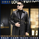 UOSO男装品牌真皮皮衣男秋冬中长款修身机车牛皮休闲风衣外套 到手价4599 L