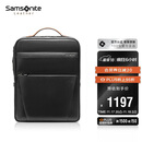 新秀丽（Samsonite）男士双肩包14英寸大容量商务背包牛皮电脑包旅行包生日礼物 TM0