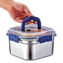 手提带盖保鲜盒加厚316不锈钢耐高温家用密封冰箱收纳盒cq 巨厚2500ml【4个装】+手提密封盖 加厚316不锈钢材质