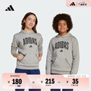 adidas男女大童休闲抓绒连帽卫衣秋季新款阿迪达斯官方轻运动   中麻灰/黑色   164