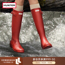 HUNTER雨靴户外露营女鞋惠灵顿经典英伦防水防滑骑士靴女长筒女靴高筒靴 哑光军红色/MLR 37