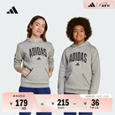 adidas男女大童休闲抓绒连帽卫衣秋季新款阿迪达斯官方轻运动   中麻灰/黑色   164