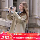 百图betu女装2025秋季新款风衣巴恩风莱赛尔拼色设计外套女2508T94 卡其色 S