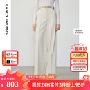 朗姿【王楚然同款】朗姿高腰修身显瘦西装裤通勤高级感阔腿裤冬季新款 象牙白色 M