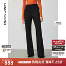 朗姿复古通勤高弹喇叭裤西裤冬季新款职业气质高腰女士西装裤长裤 黑色2加绒 M