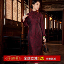 玺玥2025年冬季新款中国风真丝提花夹棉长款旗袍连衣裙喜婆婆礼服新年 图片色 2XL （体重125~135）