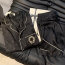 FENTENGG轻奢品牌情侣睡衣男2025年新款真丝薄款男士家居服 黑色 冰丝—克luo心（长袖长裤） L 男款(135斤以内)