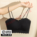 FENTENGG轻奢品牌维多利亚薄款内衣小胸聚拢美背吊带文胸带胸垫蕾丝抹胸 黑色 均码 F ：80-128斤