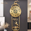 伊弥新中式黄铜福鹿挂钟家用时钟表挂墙客厅装饰挂表玄关静音石英钟表 福鹿吉祥-马到成功【静音机芯】