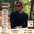 icebreaker【单依纯同款】100%美利奴羊毛男女200Oasis户外登山跑步功能内衣 纯黑-上衣-男生 M