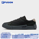 FILA FUSION斐乐潮牌帆布鞋男鞋2025秋季新款拼接时尚黑色板鞋男 黑/斑皮棕-BB 42