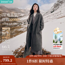 茵曼2025秋冬女装新款100%绵羊毛双面呢外套女美拉德翻驳洋气长款大衣 深花灰 S 155-162cm /95-110斤
