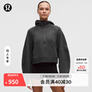 lululemon丨Scuba 女士超宽松款半拉链连帽衫 LW3HTPS 杂色黑 线上专售 M /L