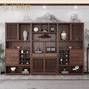 宁邱络阁（NICHLORT）新中式实木博古架北美黑胡桃木书架茶叶柜多宝格茶室展示柜储物柜 北美黑胡桃木三组合