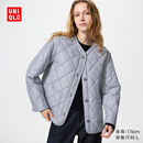 优衣库女装PUFFTECH空气棉服无领茄克/外套夹克482274 484251 484251/68深蓝色 M