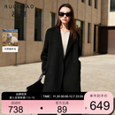 三彩【100绵羊毛】大码女装2025冬季长款双面呢大衣外套胖MM