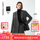 朗姿复古羊毛灰色高智气质通勤职业西服外套女2024冬季新款西装 深灰色2 M
