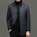 UOSO品牌男装男士毛呢大衣男秋冬季感中长款立领加厚款毛呢外套男 团购定制 咨询可领优惠 L 175