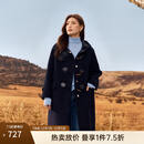 纤莉秀【学院风双面毛呢外套】大码女装复古牛角扣大衣胖mm冬新款3684 藏蓝色 3XL